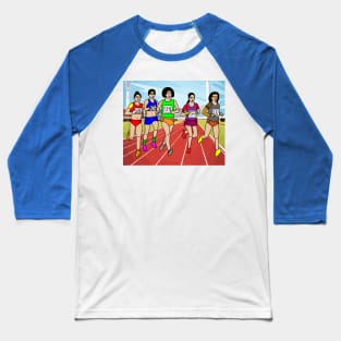 Jogging Marathon Runners And Train Baseball T-Shirt